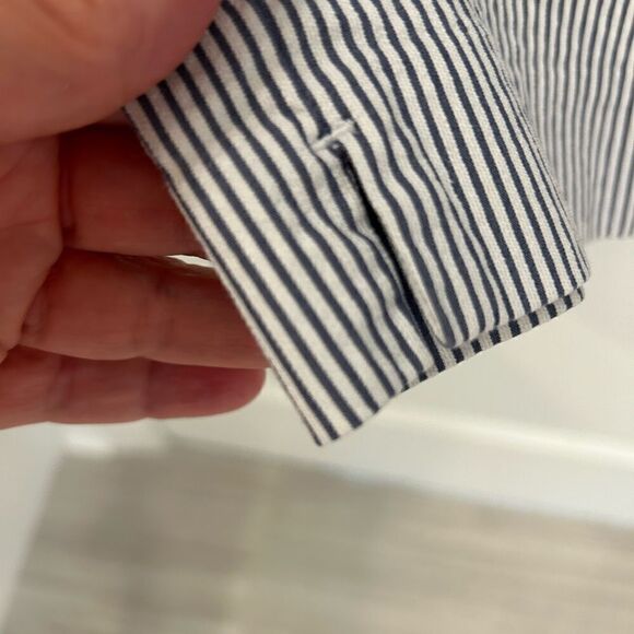 Ann Taylor Factory Women’s Blue/White Pin Striped Ankle Pants Size 14 No Flaws - Picture 5 of 11